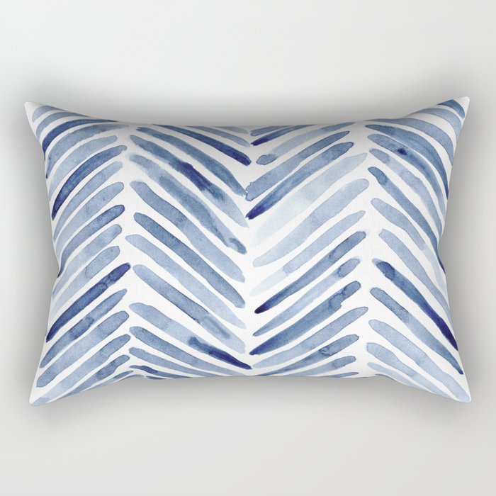 Indigo herringbone - watercolor blue chevron Rectangular Pillow