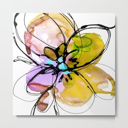 Ecstasy Bloom No.11d by Kathy Morton Stanion Metal Print | Yellow, Modern, Purple, Minimalistic, Floral, Watercolor, Flowerart, Leaf, Tranquil, Painting 