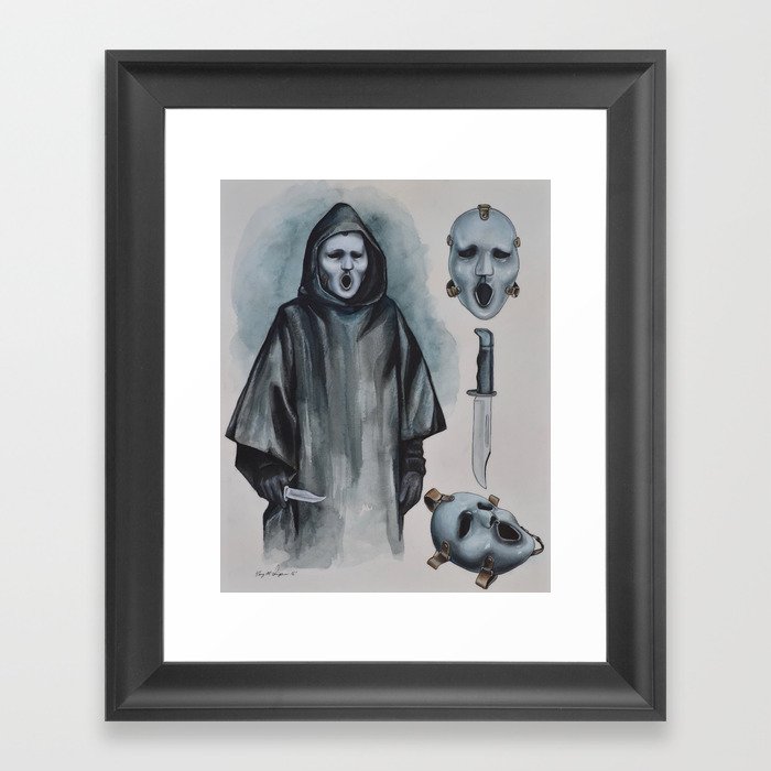 Scream The Tv Series - "Brandon James Mask" Ghost Face | Colored Pencil Drawing Framed Art Print