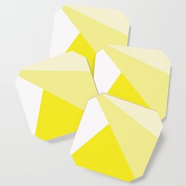 Simple Geometric Triangle Pattern - White on Yellow - Mix & Match with Simplicity of life Coaster