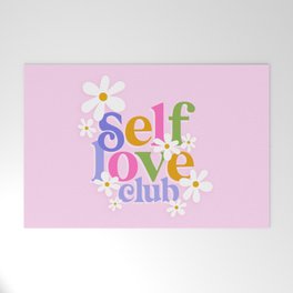 Self-Love Club with Daisies Welcome Mat