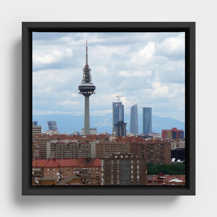 Spain Photography - The Famous Tower In Madrid Framed Canvas