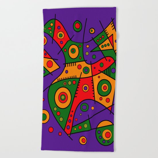 Abstract #240 Pizza Party Beach Towel