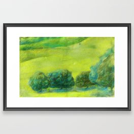 Foothill Framed Art Print | Painting, Calm, Green, Trees, Impressionism, Watercolor, Hills 