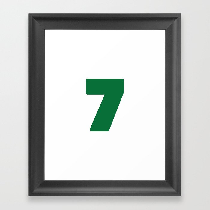 7 (Olive & White Number) Framed Art Print