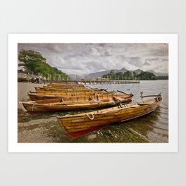 Boats On The Shore At Derwentwater Art Print