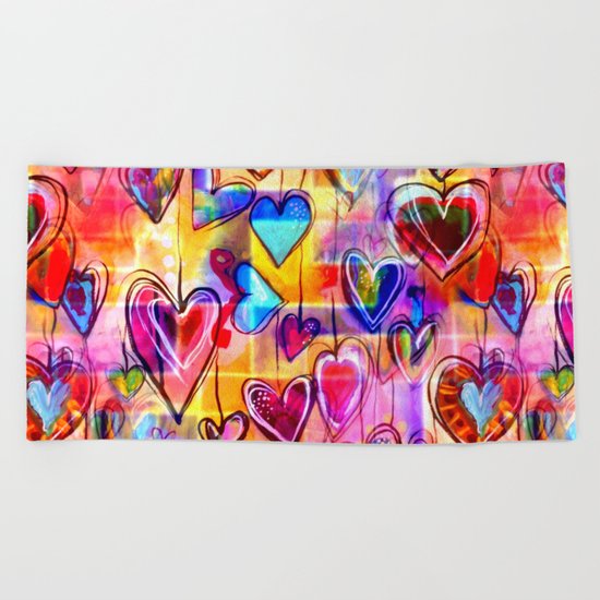 Spring Hearts Beach Towel