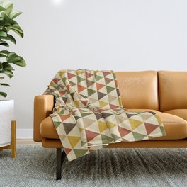 Geometric Triangle Pattern (brown, sage green, orange) Throw Blanket