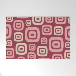 Retro Mid Century Modern Abstract Pattern 429 Raspberry Pink and Beige Welcome Mat