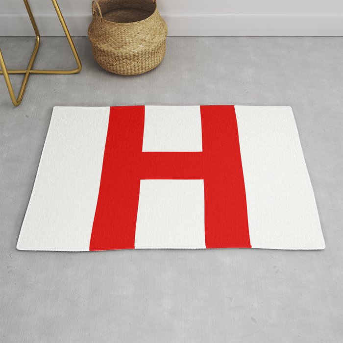 Letter H (Red & White) Rug
