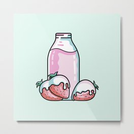 Cute Strawberry Milkshake Metal Print