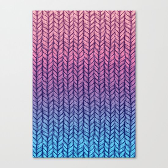 Chunky Knit Pattern in Pink, Blue & Purple Canvas Print