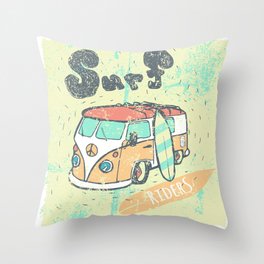 Van surf Throw Pillow