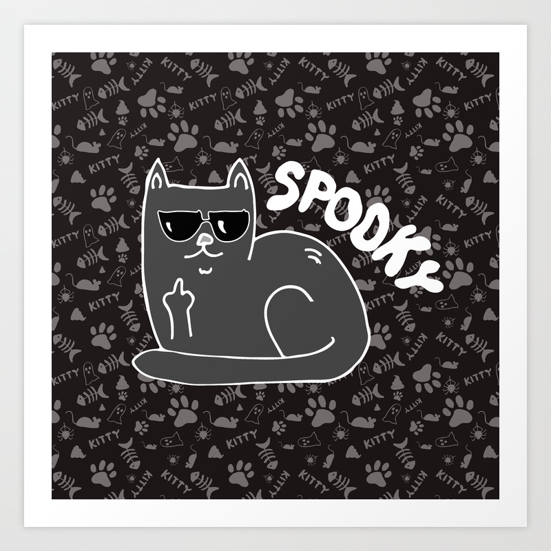 Spooky Bird Flipping Cool Cat Art Print By Oandoprintshop Society6