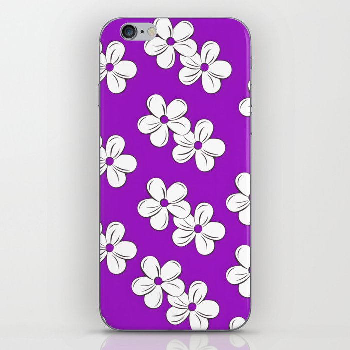 Flower Pattern On Purple Background iPhone Skin