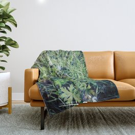 Forest plants green grass soil cover Throw Blanket