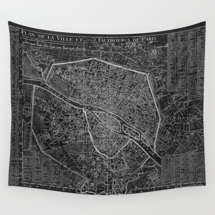 Paris map Wall Tapestry by Le petit Archiviste  Society6