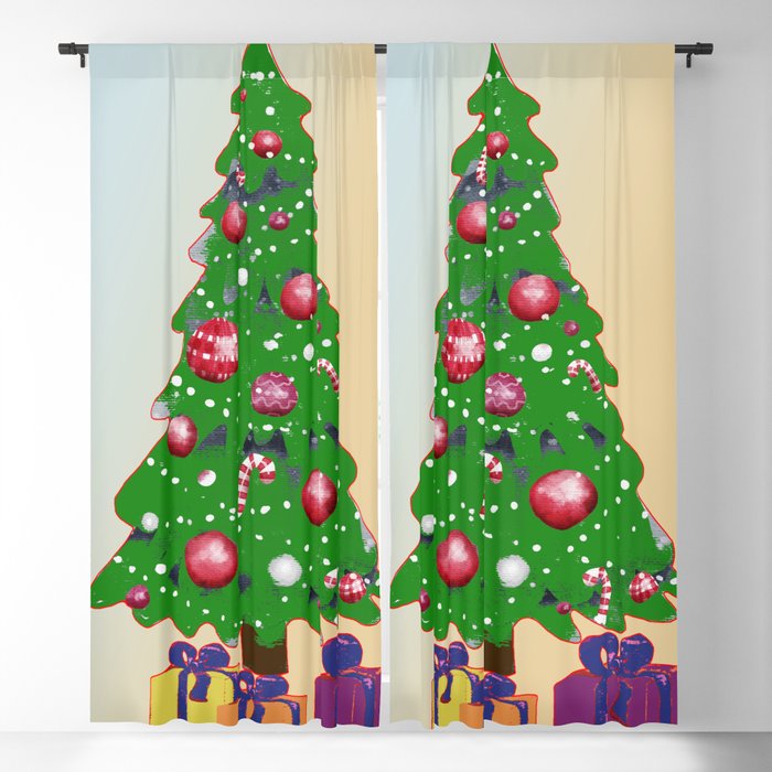 Christmas Special - Tree decoration and Gifts design Blackout Curtain