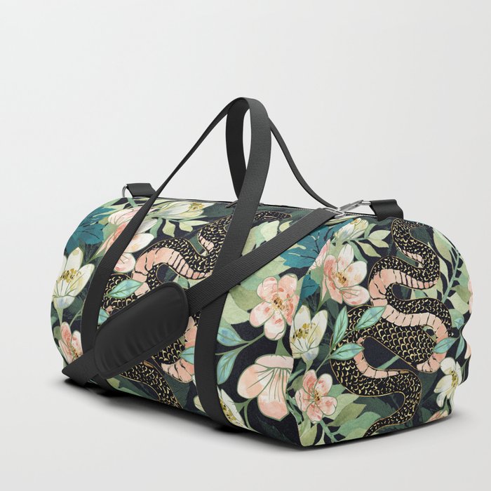 Metallic Floral Snake Duffle Bag