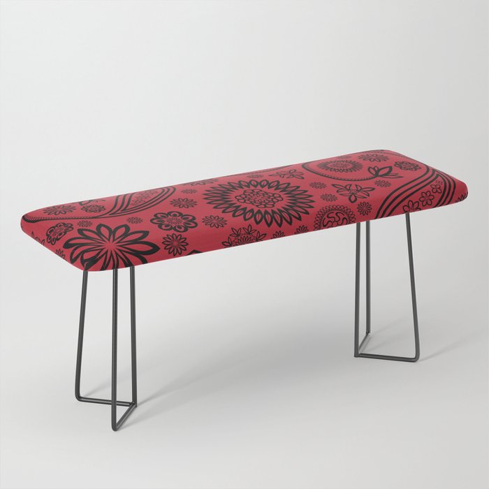 Abstract Floral Design - Black-Red Bench