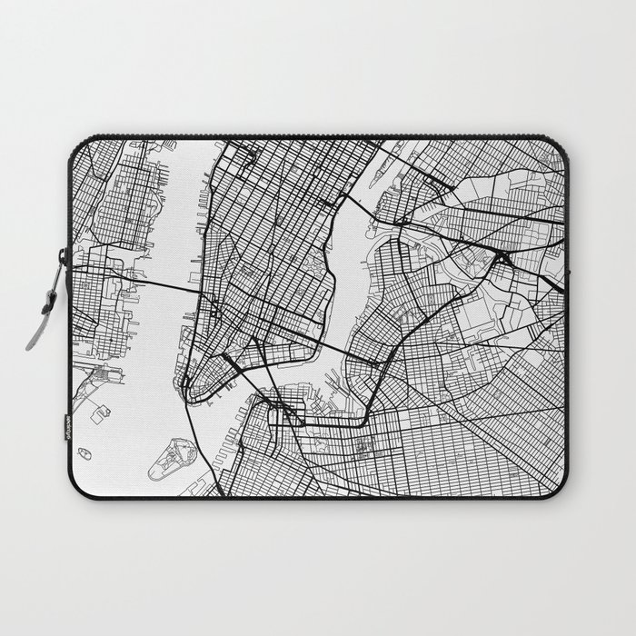 New York Map White Laptop Sleeve