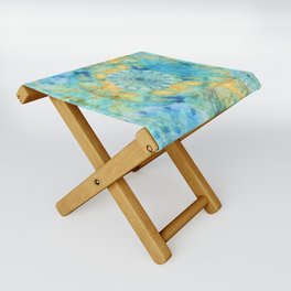 Time Well Spent - Blue And Orange Abstract Art Folding Stool