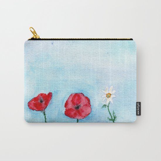 Two poppies and a daisy || watercolor Carry-All Pouch