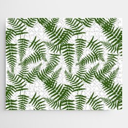 Green Silhouette Fern Leaves Pattern Jigsaw Puzzle