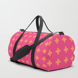 Swiss Cross Symbol in Pink and Orange Duffle Bag