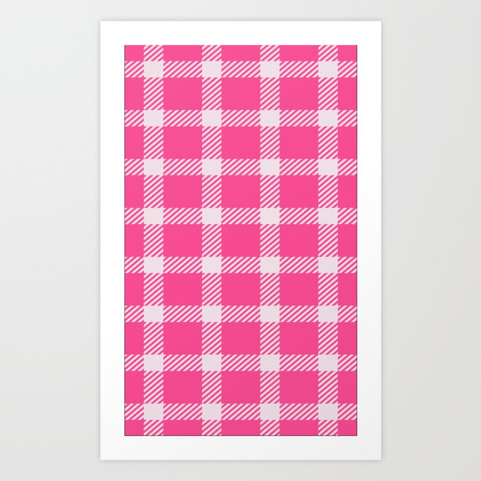 Pink & White Color Check Design Art Print