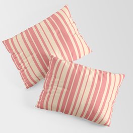 [ Thumbnail: Light Coral and Bisque Colored Stripes/Lines Pattern Pillow Sham ]