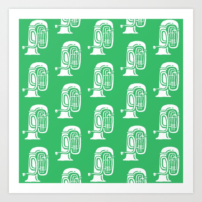 Tuba Pattern Green Art Print