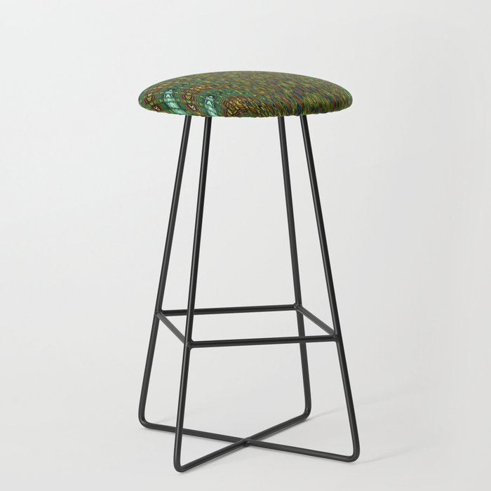 Green Check Abstraction Pattern Bar Stool