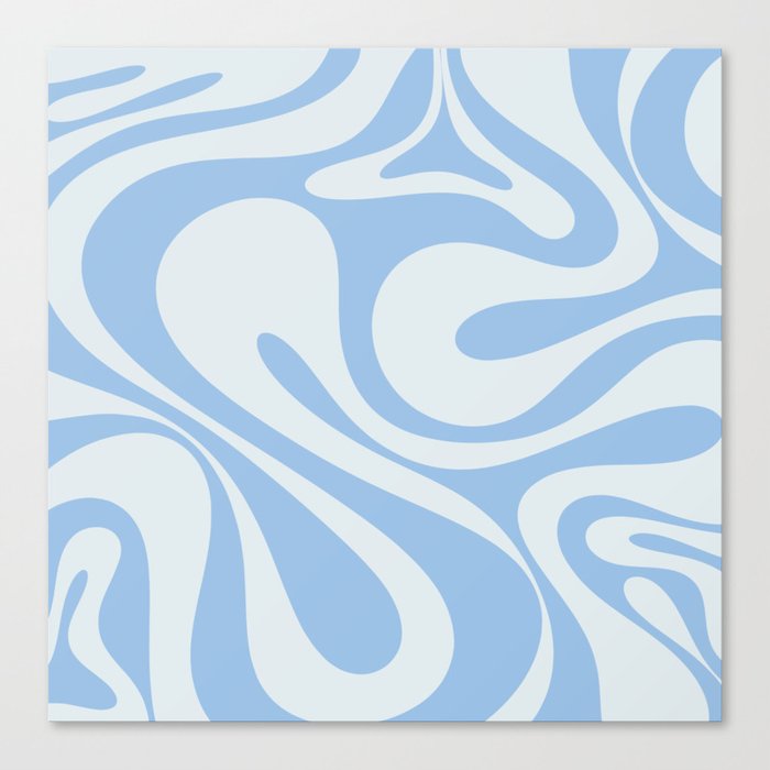 Mod Swirl Retro Abstract Pattern in Light Powder Blue Canvas Print
