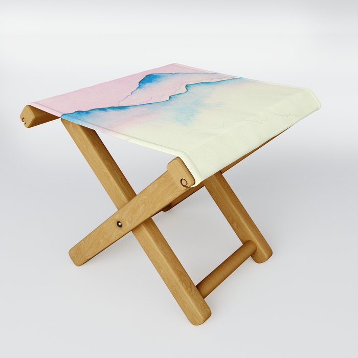 Light Blue Mountain Tops With Pink Sky Folding Stool