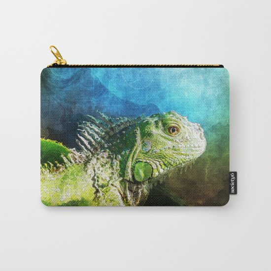 Blue And Green Iguana Profile Carry-All Pouch