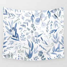 Blue Eucalyptus Pattern Wall Tapestry