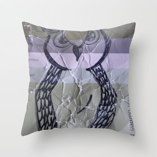 olive owl Throw Pillow