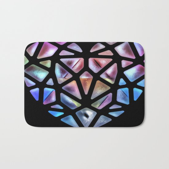 Stained Glass Heart Bath Mat