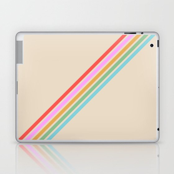 Basajaun - Colorful Thin Lines on Beige Laptop & iPad Skin