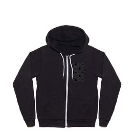 Black Lines And Irregular White Shapes Abstract Design Zip Hoodie