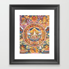 White Tara Mandala Buddhist Thangka Framed Art Print