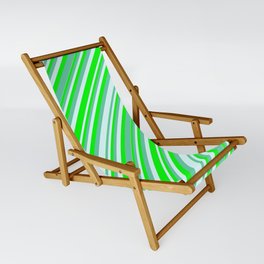 [ Thumbnail: Lime, Aquamarine, and Light Cyan Colored Lines Pattern Sling Chair ]