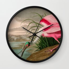 Roseate Spoonbill Birds of America Audubon Illustration Bird Lovers Gift Wall Clock