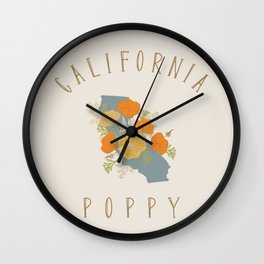 California Poppy Wall Clock | Gold, Poster, Poppy, Flowers, Stateflower, California, Color, Graphicdesign, Print, Digital 
