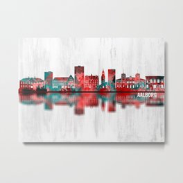 Aalborg Denmark Skyline Metal Print | Art, Creative, Graphicdesign, Painting, Cityscape, Architecture, Buildings, Towers, Landscape, Downtown 