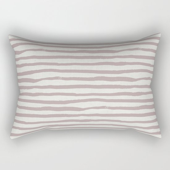Simply Shibori Stripes Clay Pink on Lunar Gray Rectangular Pillow