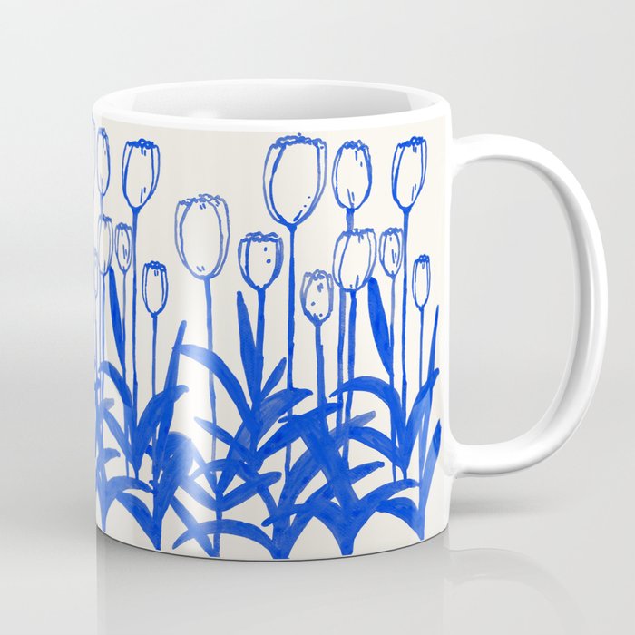 Tulips blue ink painting Coffee Mug