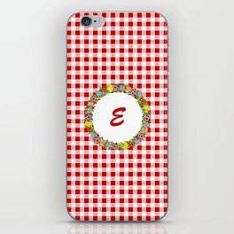 Floral Monogram - red E iPhone Skin