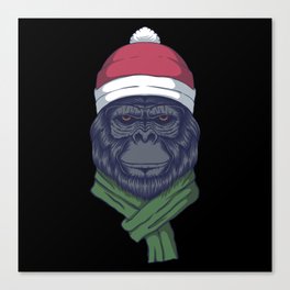 Gorilla wearing a santa hat for christmas Canvas Print